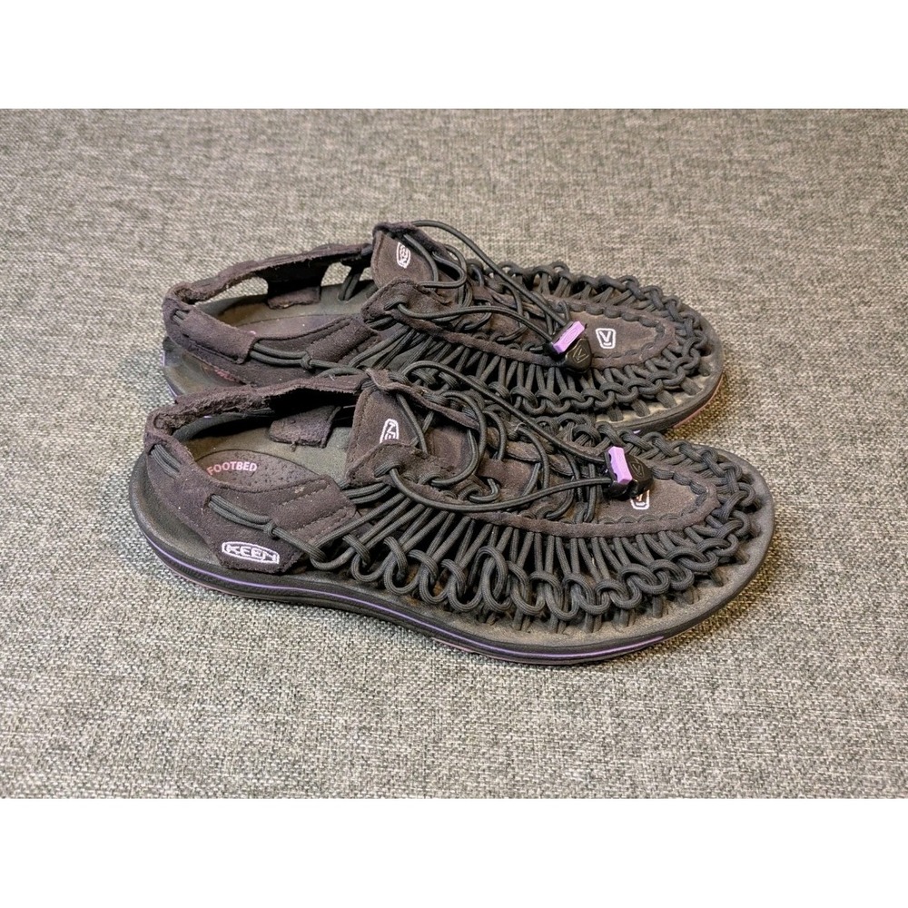 KEEN UNEEK W Women's Bungee Cord Sandals Black Purple Size US 9 Slip On